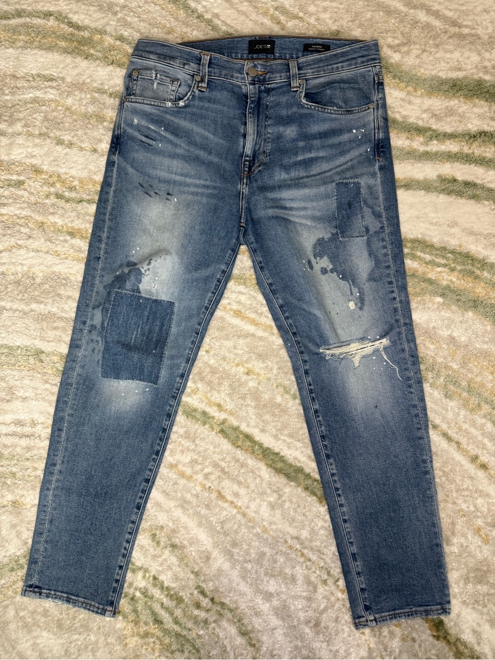 Joe's Jeans Slim Straight Distressed Patchwork in Blue